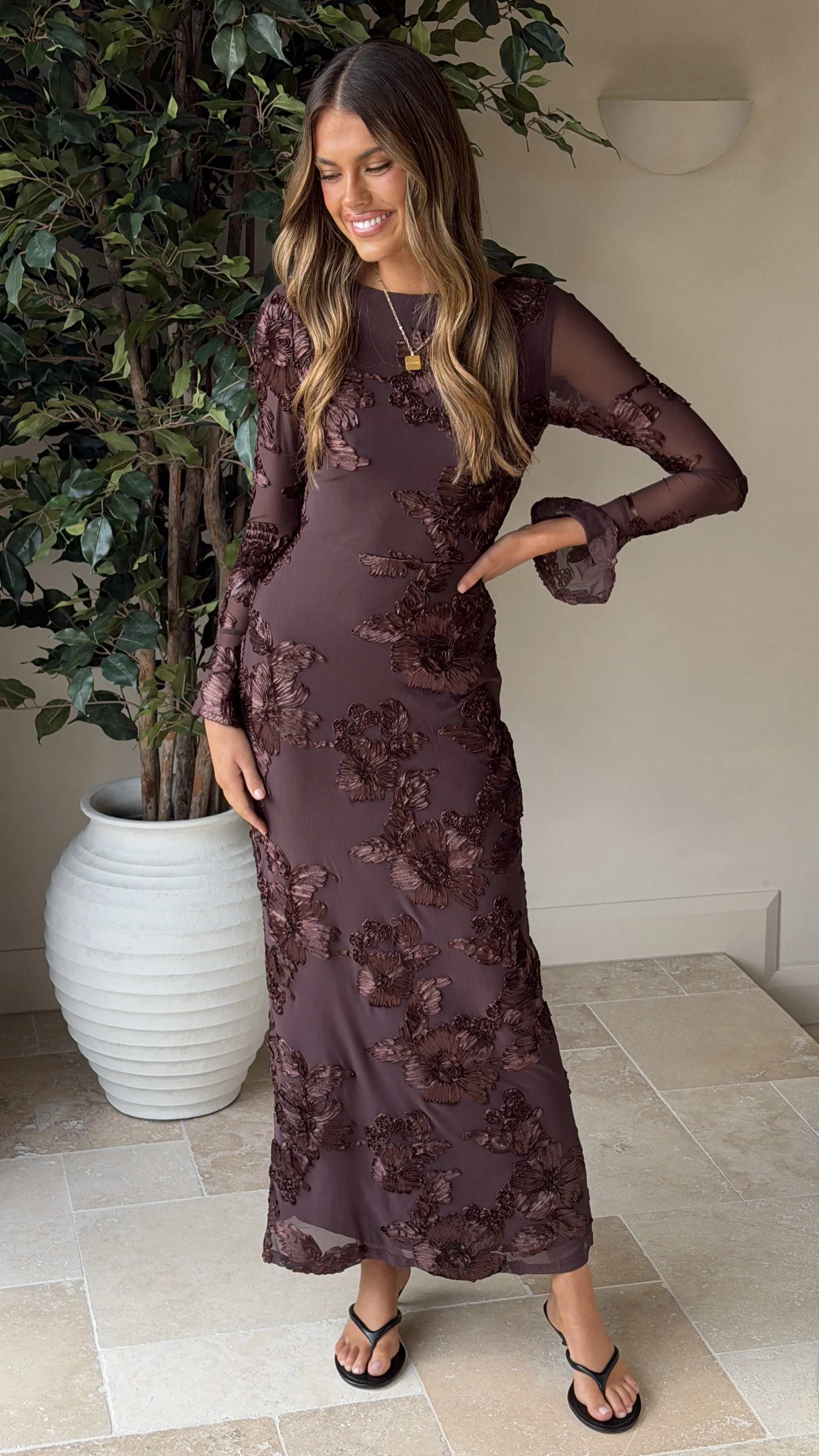 Lottie Maxi Dress - Chocolate sold by Billy J product image thumbnail 4