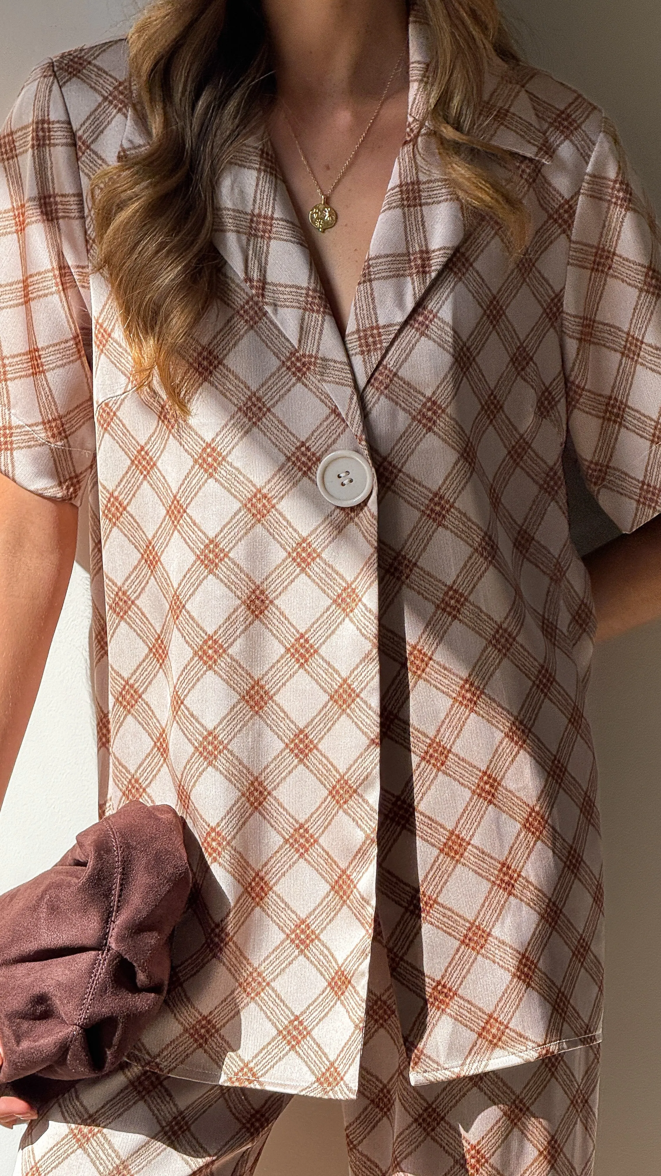 Imogen Button Shirt - Brown Plaid sold by Billy J product image thumbnail 5