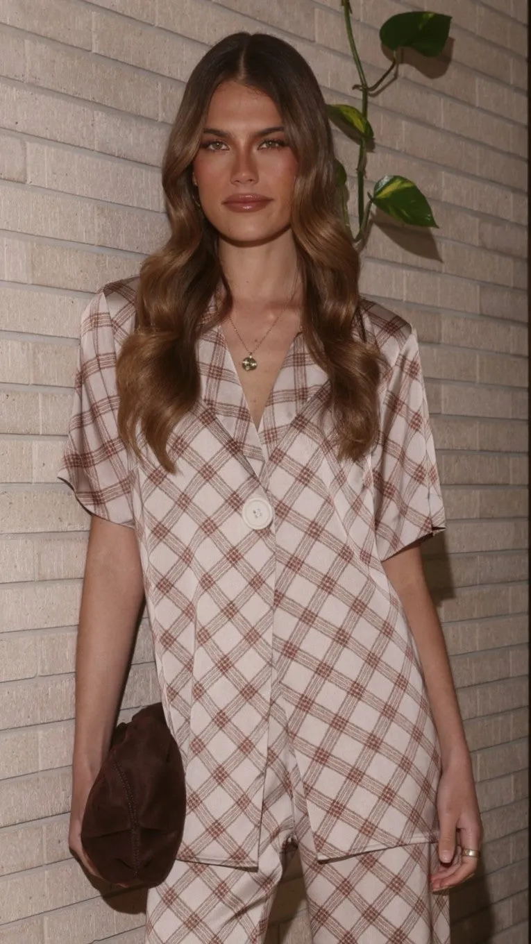 Imogen Button Shirt - Brown Plaid sold by Billy J