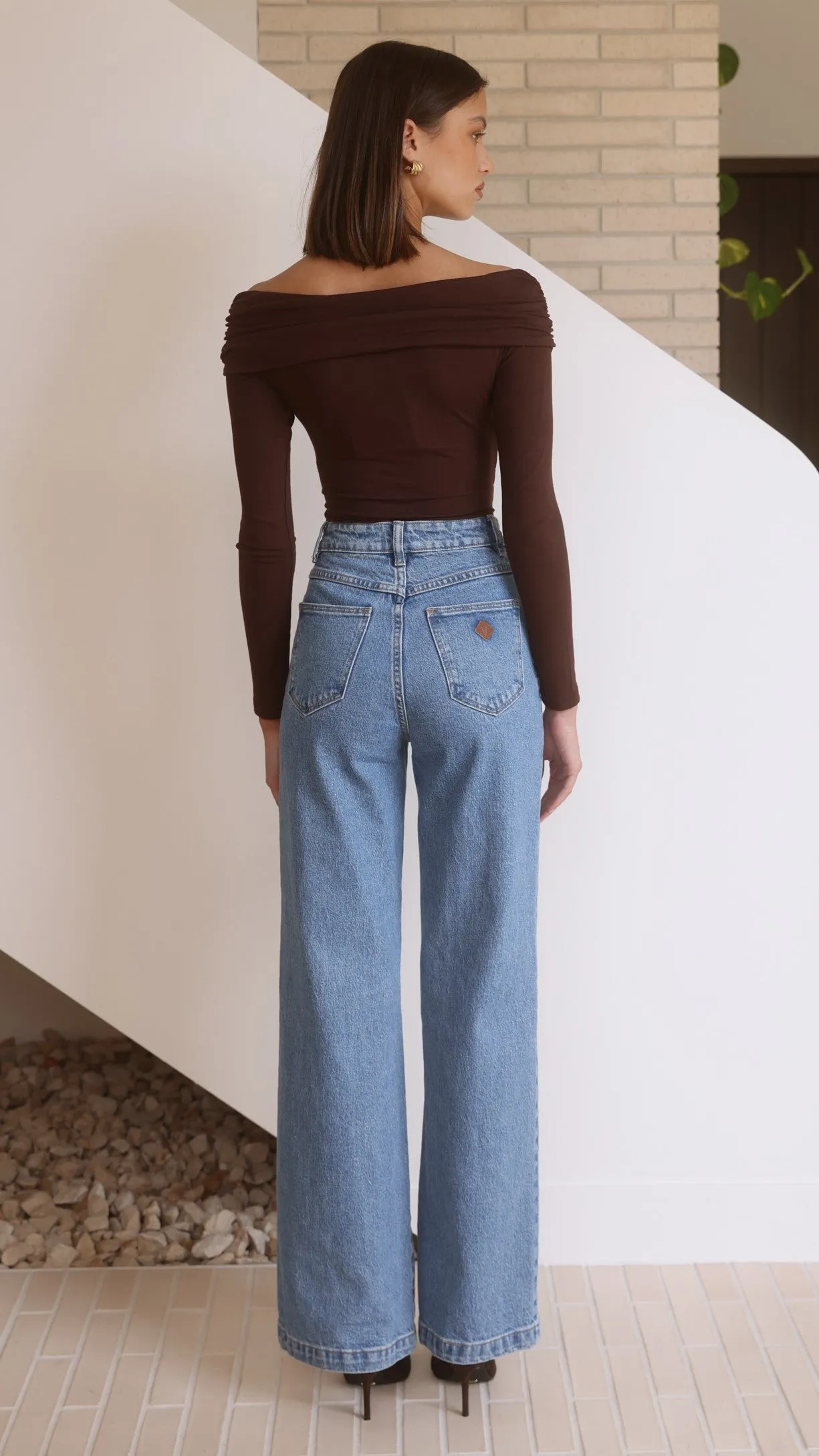 Elkie Off Shoulder Bodysuit - Chocolate sold by Billy J product image thumbnail 5