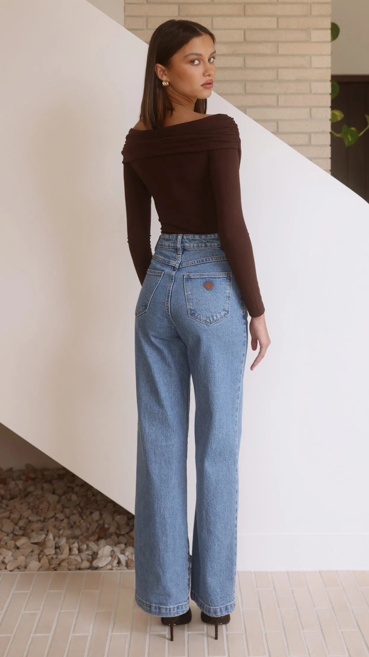 Elkie Off Shoulder Bodysuit - Chocolate sold by Billy J product image thumbnail 2
