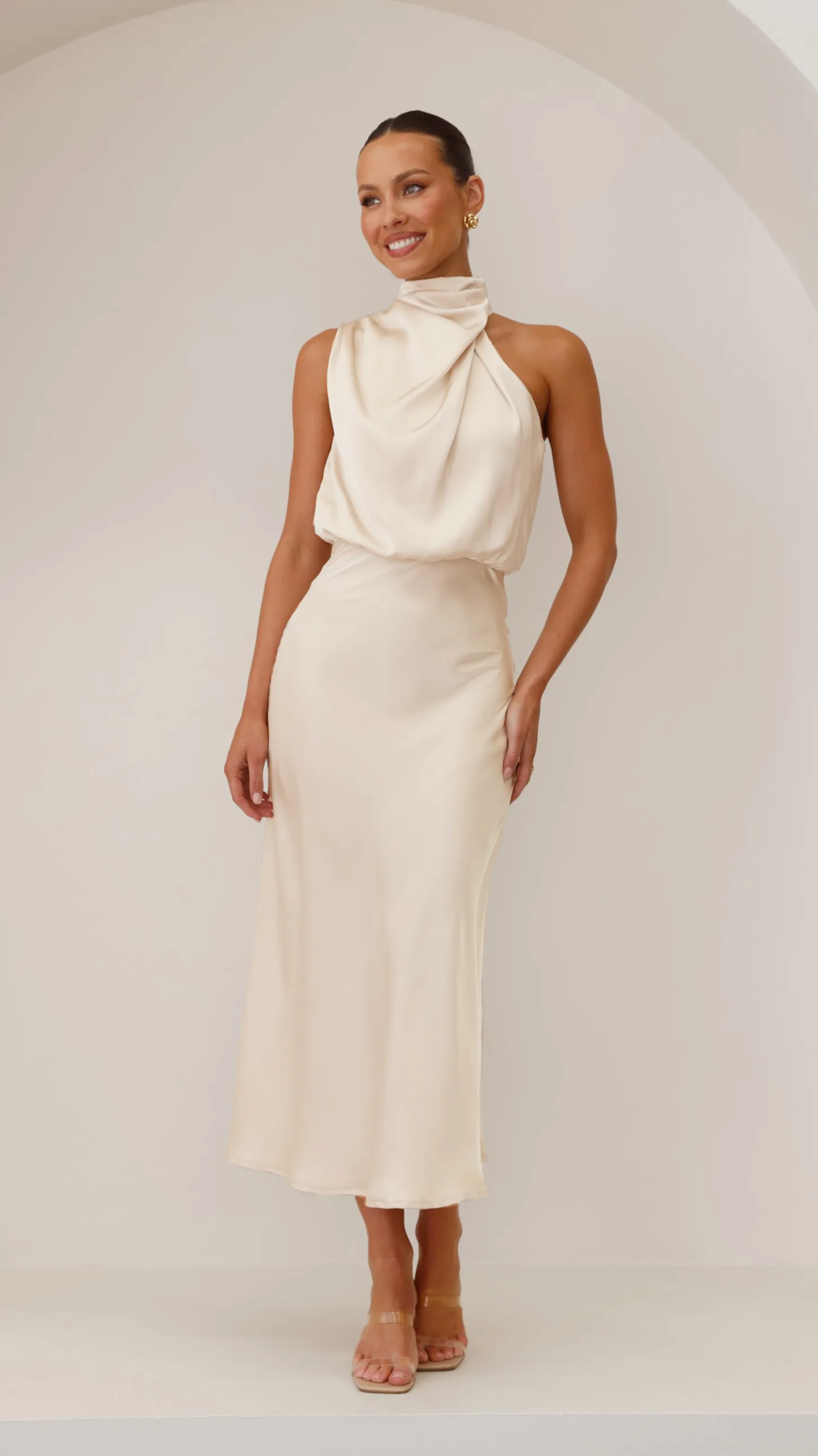 Esther Maxi Dress - Soft Gold sold by Billy J