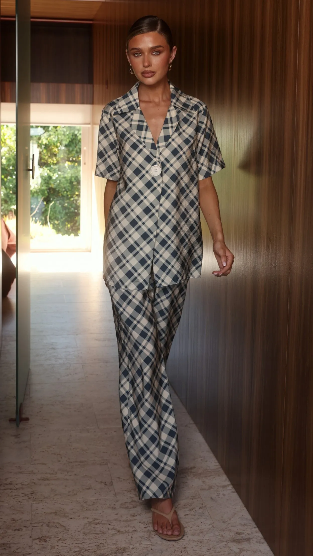 Imogen Button Shirt - Blue/Cream Plaid sold by Billy J product image thumbnail 4
