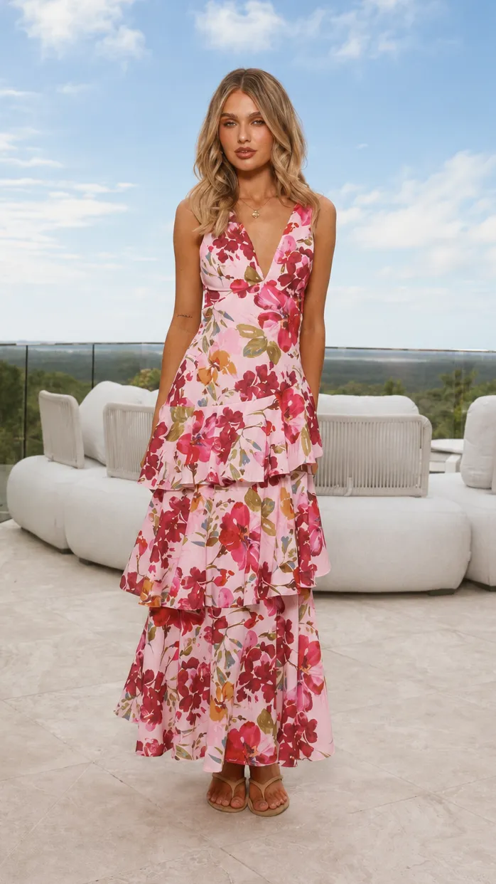 Stasie Maxi Dress - Pink Floral sold by Billy J