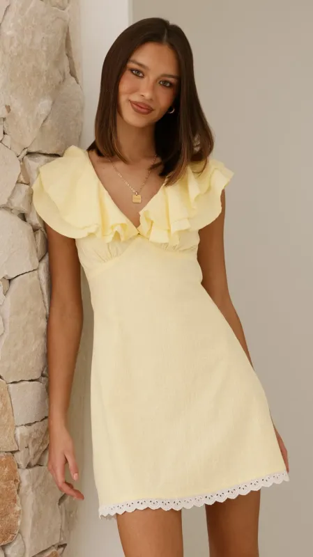Hattie Mini Dress - Yellow made by Billy J