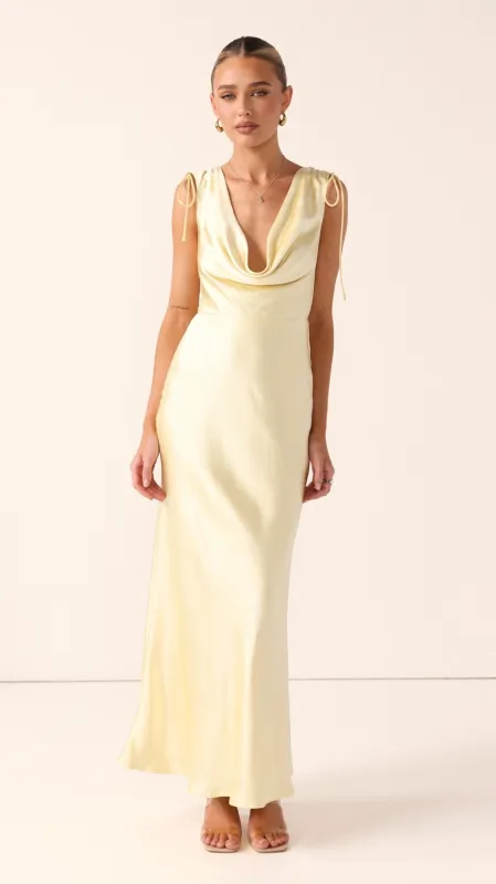 Madeline Cowl Neck Maxi Dress - Yellow made by Billy J