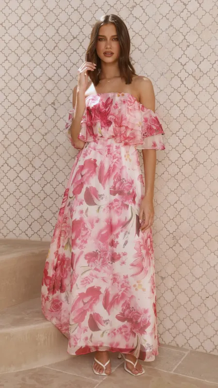 Adele Maxi Dress - Pink Floral made by Billy J