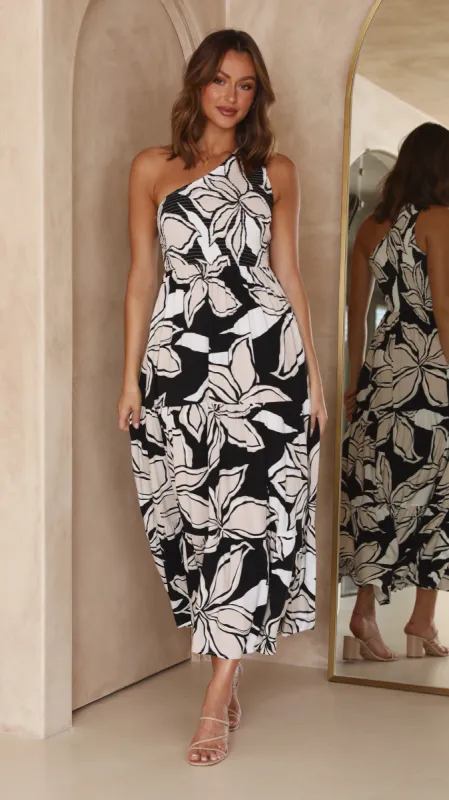 Elissa Midi Dress - Black Floral sold by Billy J
