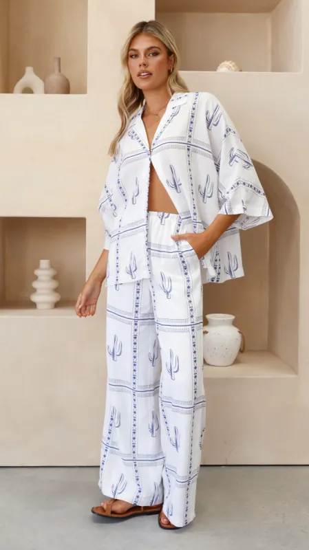 Nevada Pants - White/Blue sold by Billy J