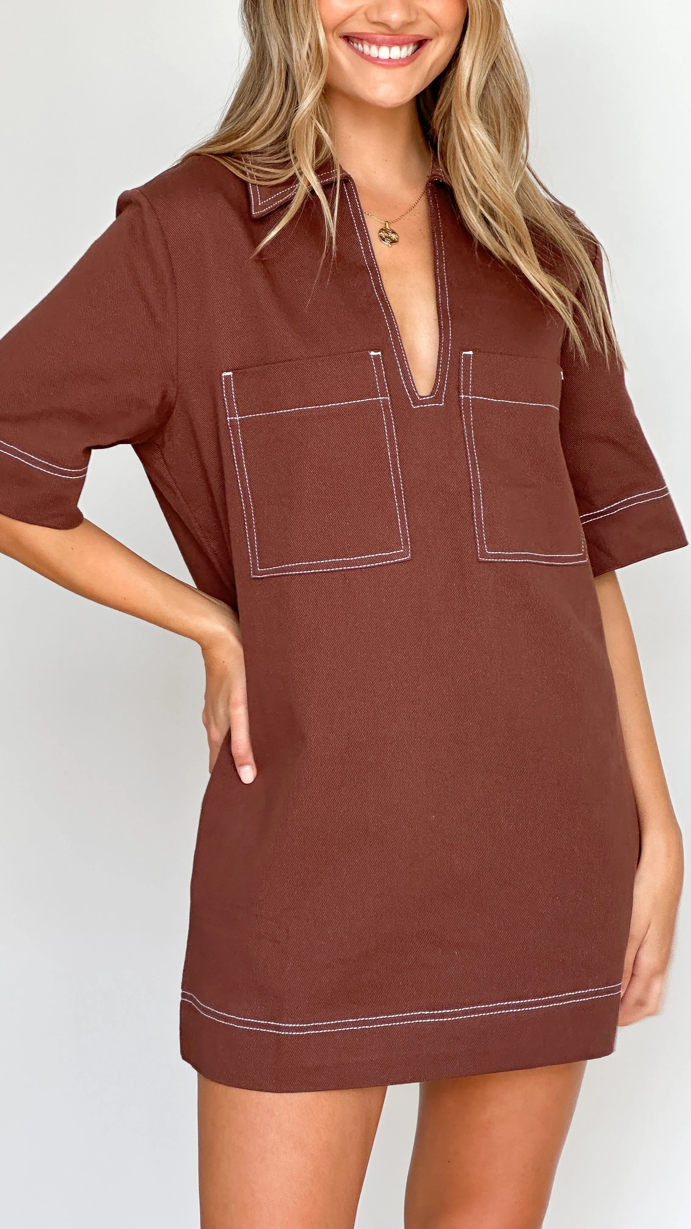 Tara Mini Dress - Chocolate sold by Billy J product image thumbnail 5