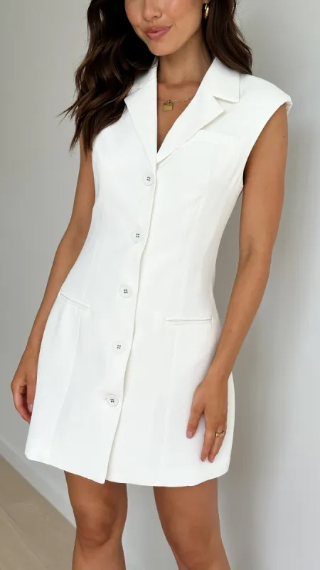 Tayli Blazer Dress - White sold by Billy J
