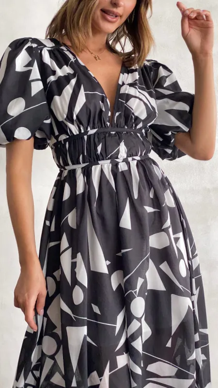 Venice Midi Dress - Black/White sold by Billy J