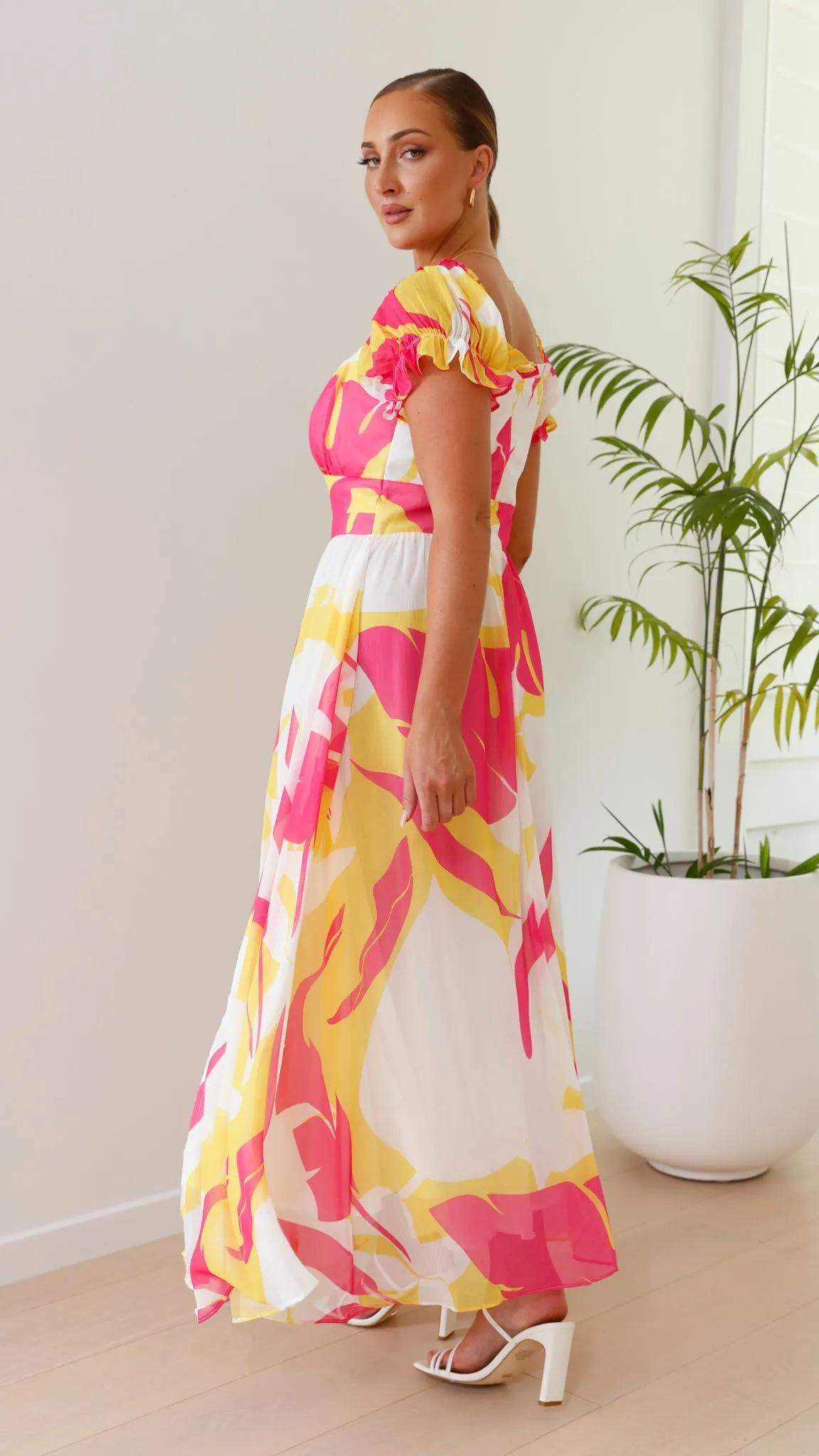 Yara Maxi Dress - Pink / Yellow Print sold by Billy J product image thumbnail 4