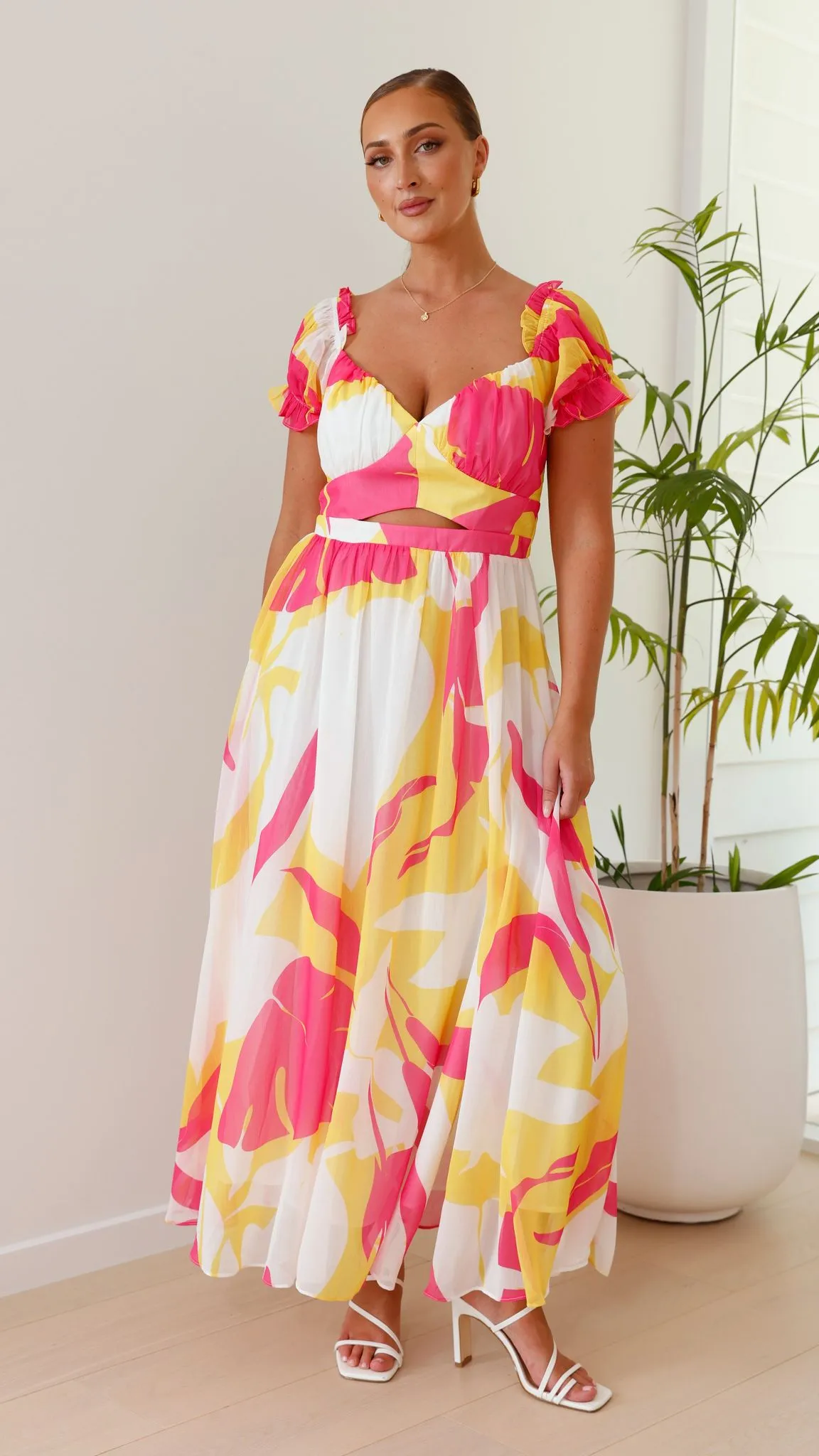 Yara Maxi Dress - Pink / Yellow Print sold by Billy J product image thumbnail 2