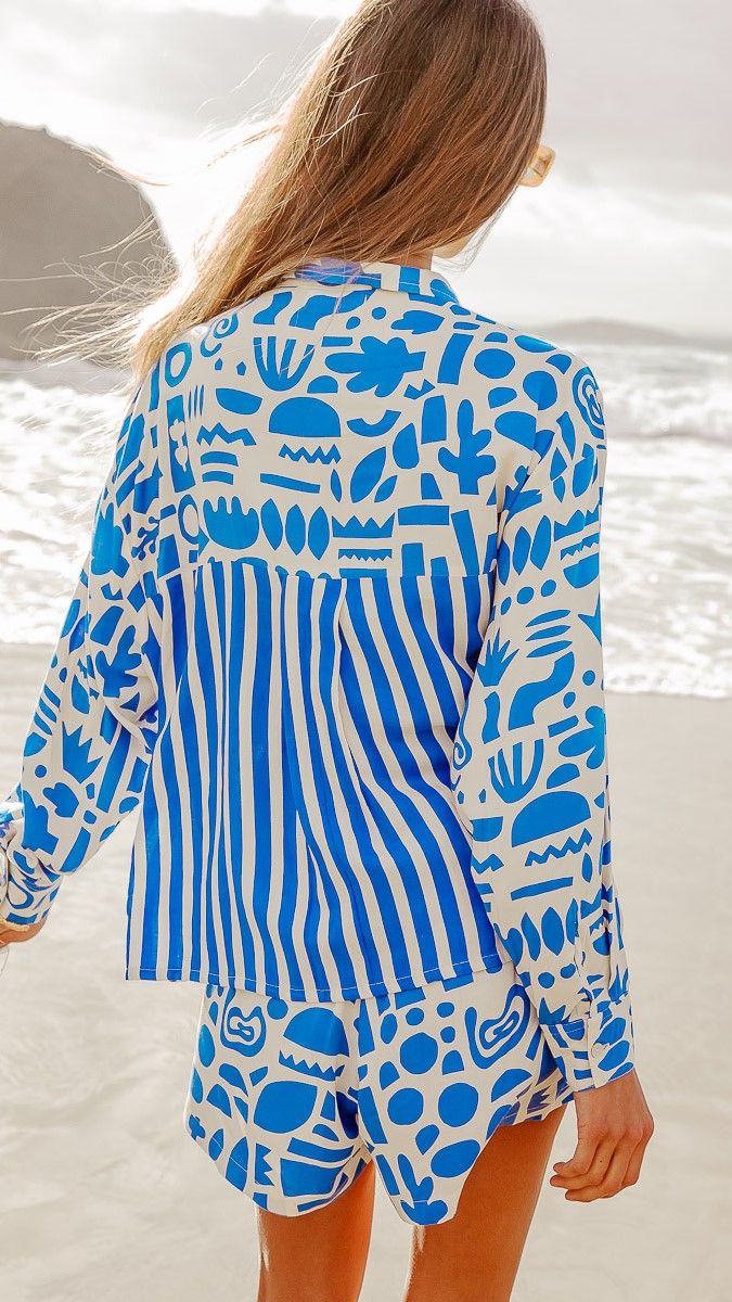 Peggy Shirt - Blue Geo Print sold by Billy J product image thumbnail 3