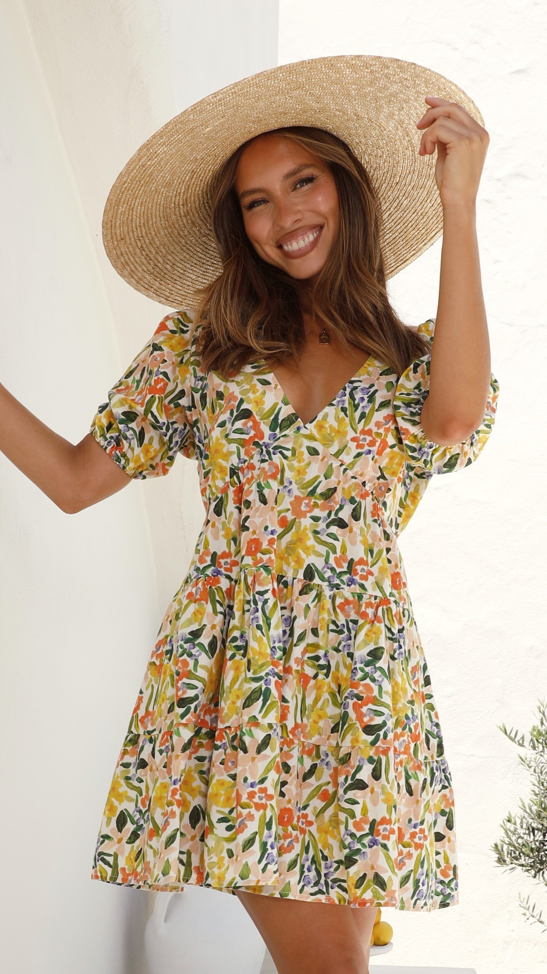 Banzai Mini Dress - Lemon Floral sold by Billy J product image thumbnail 4