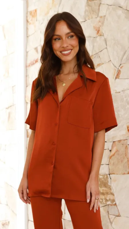 Courtney Button Up Shirt - Rust sold by Billy J