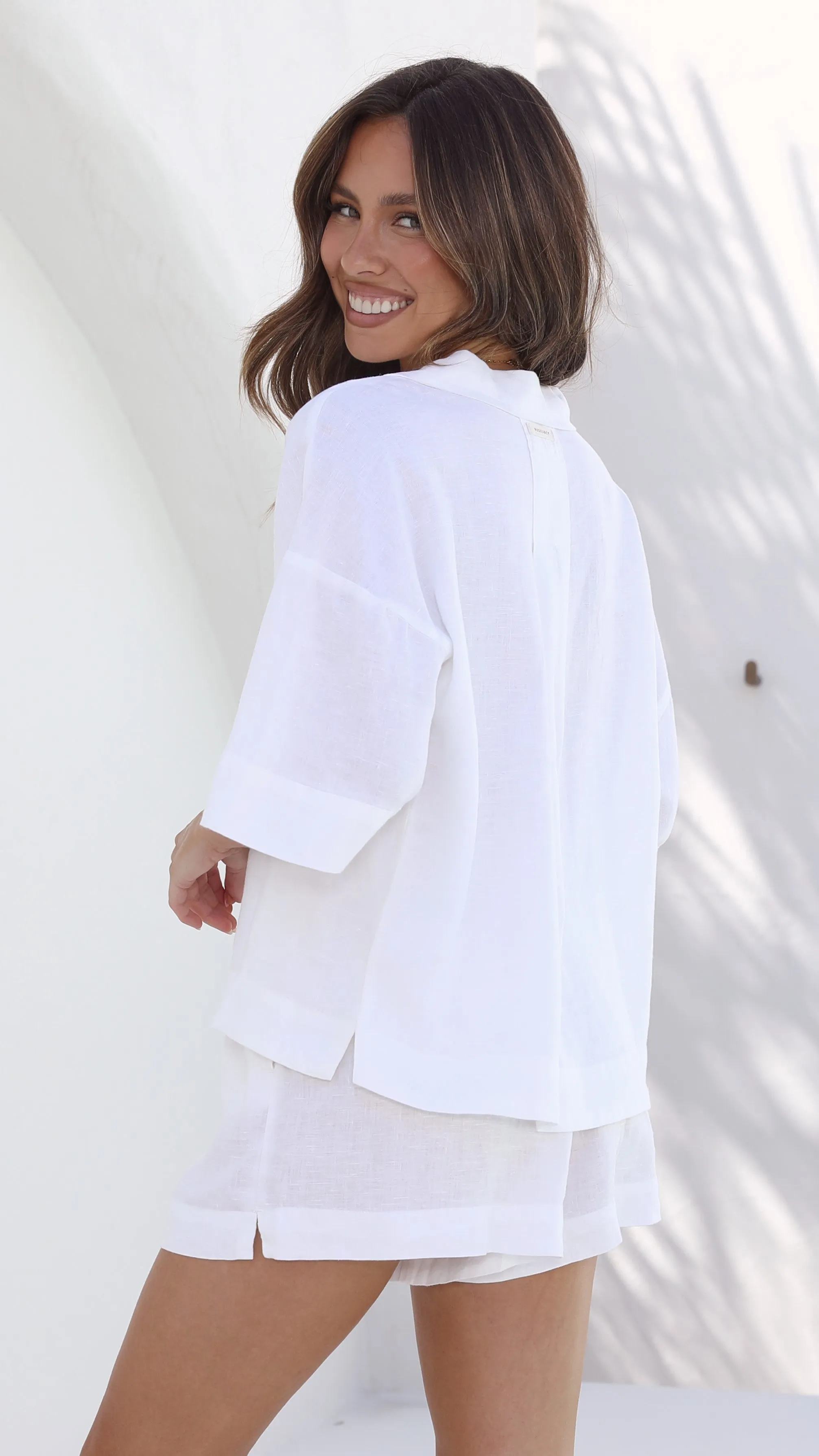 Linen Lounge Shirt - White sold by Billy J product image thumbnail 2