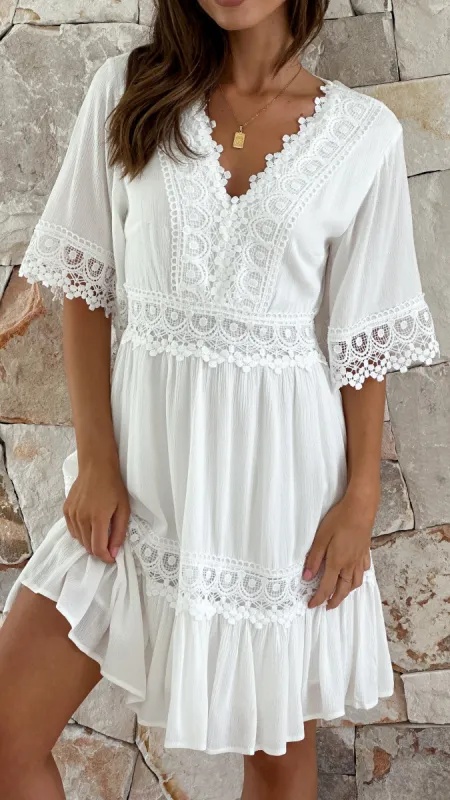 Raylee Mini Dress - White sold by Billy J