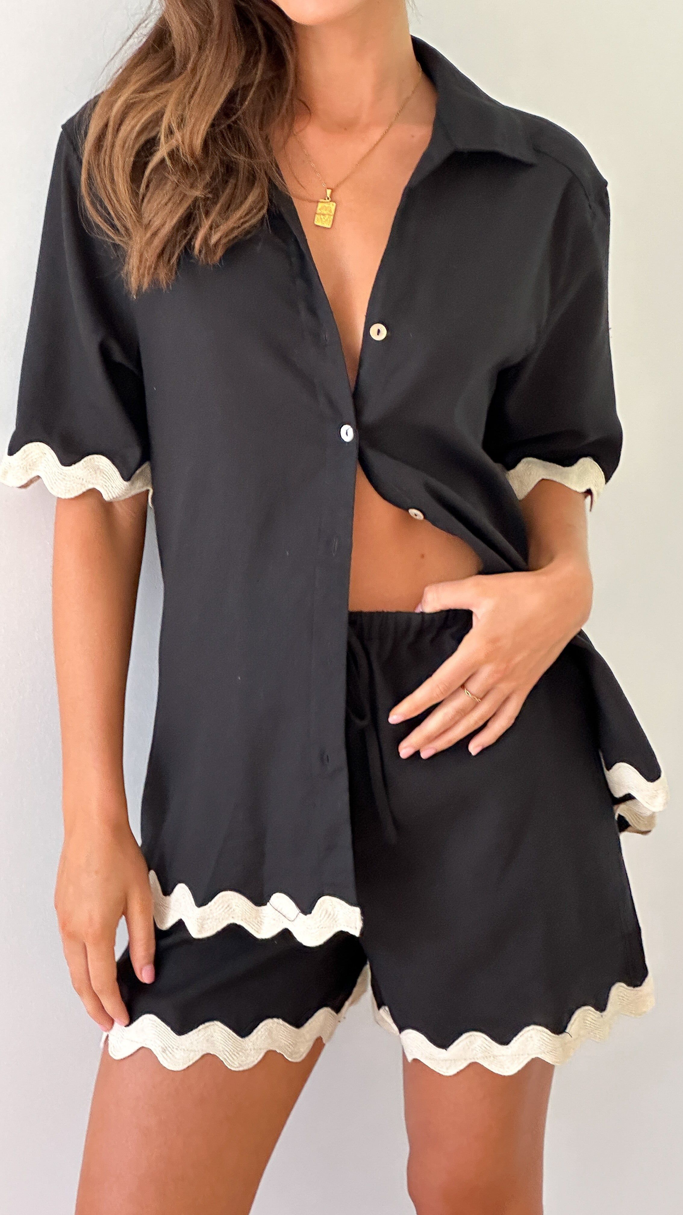 Sasha Button Up Shirt - Black sold by Billy J