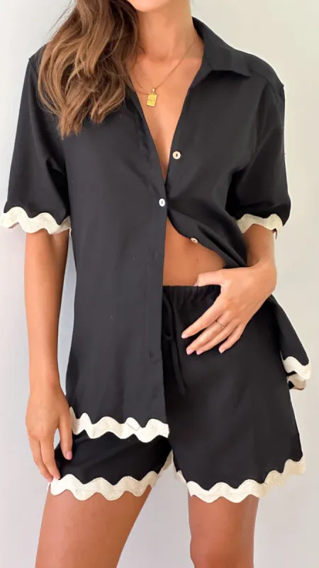 Sasha Button Up Shirt - Black made by Billy J