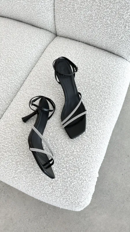 Reyes Heel - Black Crinkle Diamante sold by Billy J