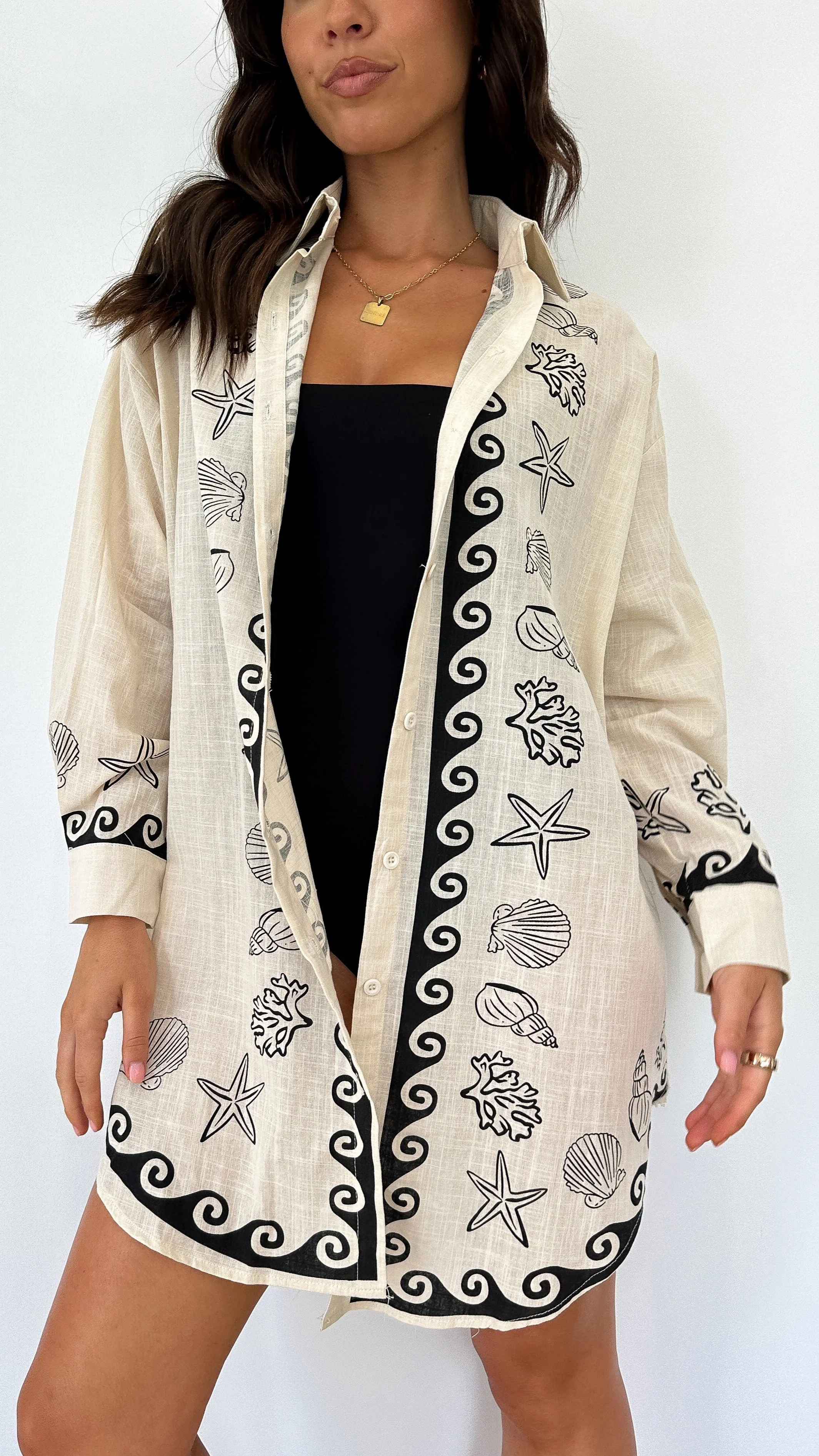 Piper Shirt Dress - Beige / Black Shell sold by Billy J product image thumbnail 3