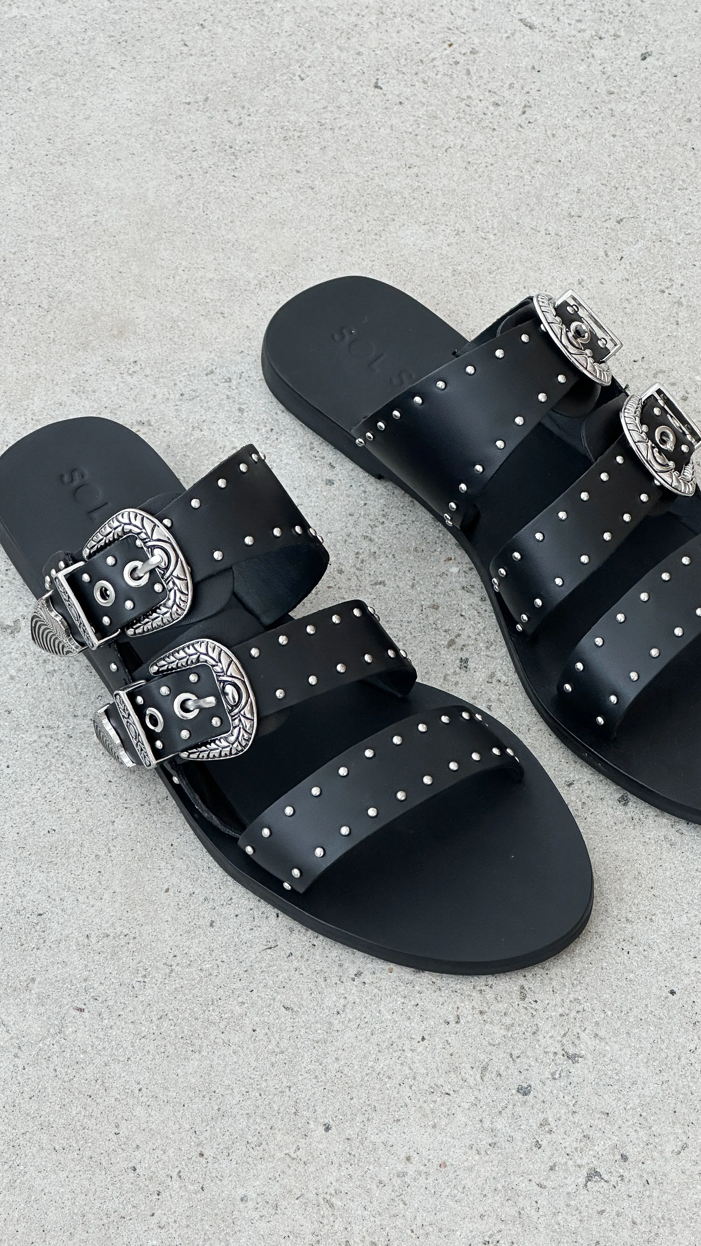 Sol Sana Eastwood Stud Slide - Black / Silver sold by Billy J