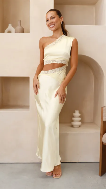 Emily One Shoulder Maxi Dress - Yellow sold by Billy J