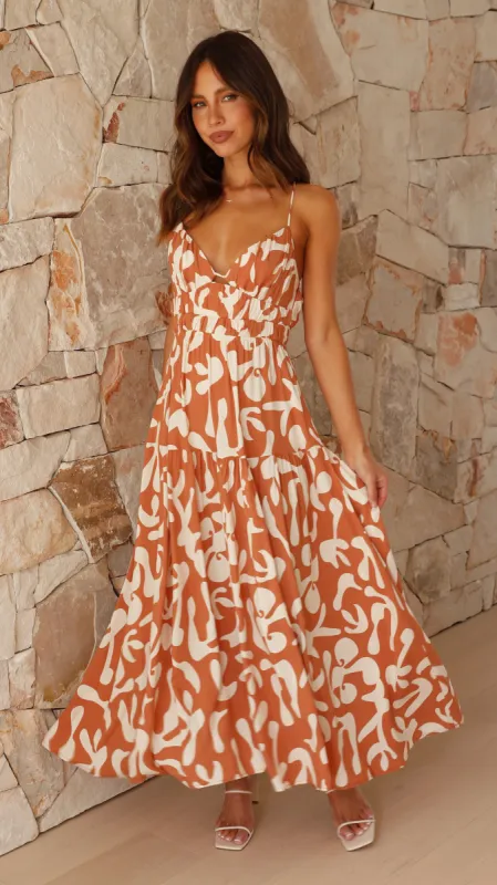 Cadilyn Maxi Dress - Brown Print sold by Billy J
