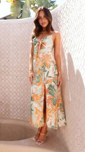 Odessa Maxi Dress - Orange/Green Floral sold by Billy J