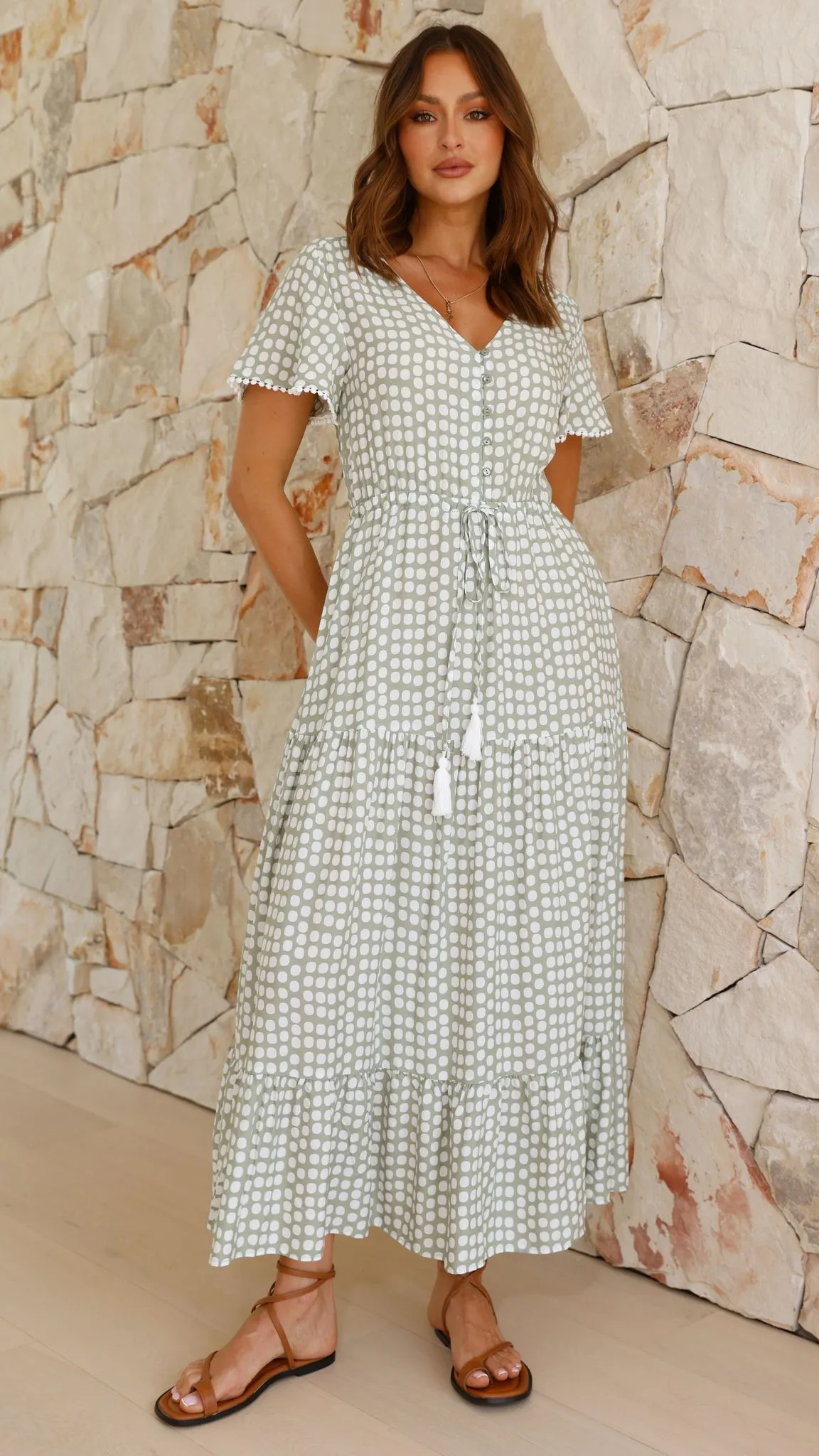 Mandi Maxi Dress - Sage Print sold by Billy J