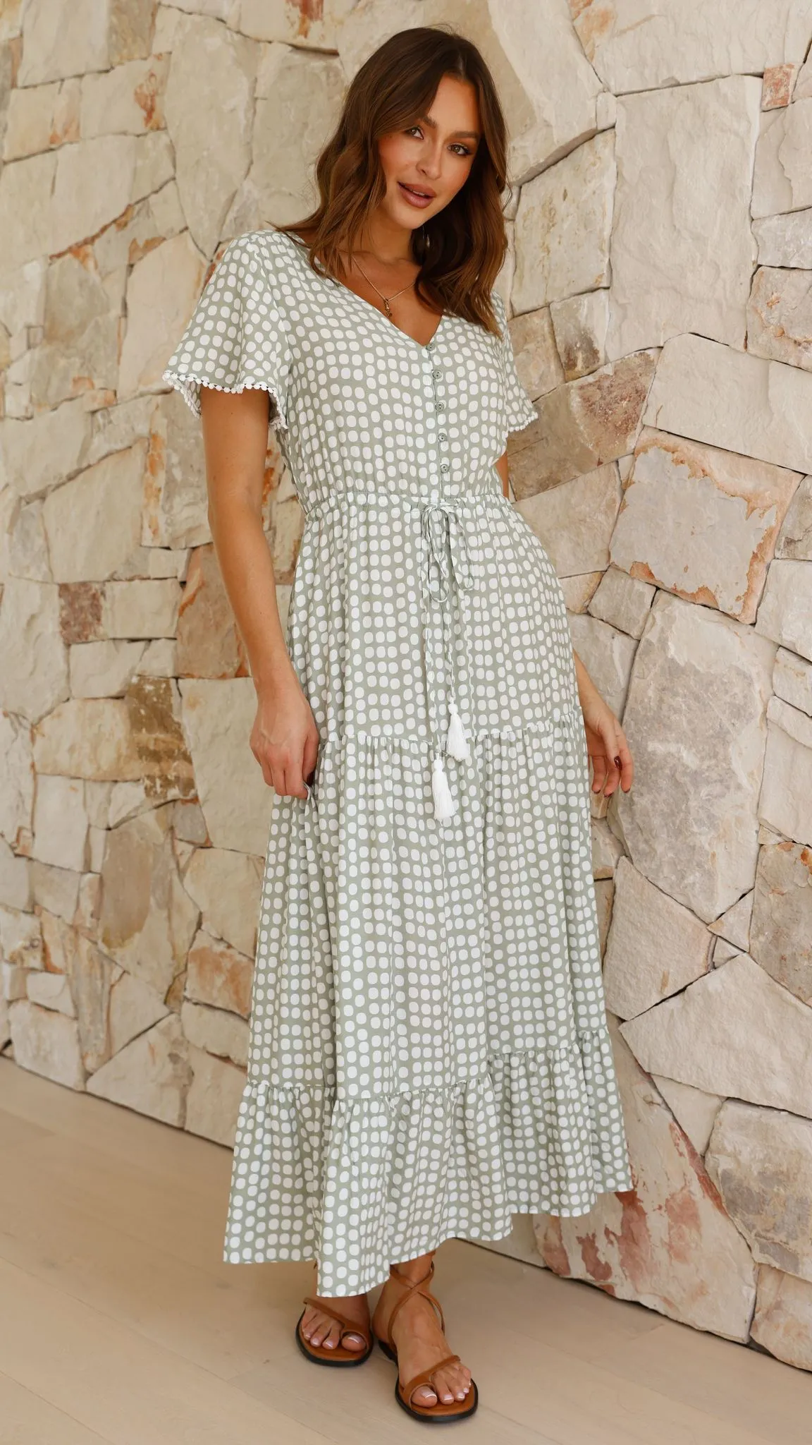 Mandi Maxi Dress - Sage Print sold by Billy J product image thumbnail 5