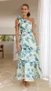 Odilie One Shoulder Maxi Dress - Yellow/Blue Floral sold by Billy J