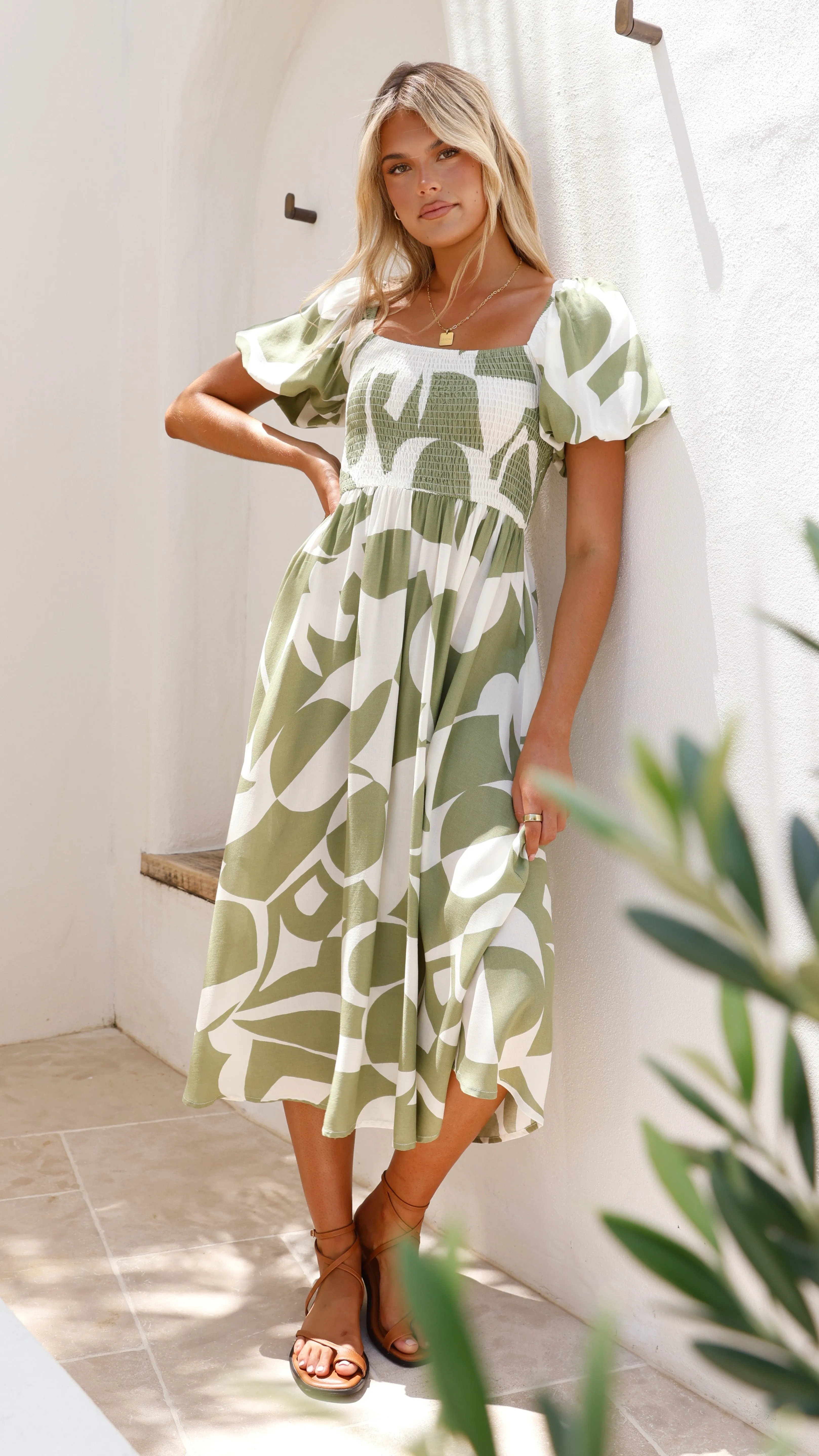 Ilene Midi Dress - Sage Print sold by Billy J