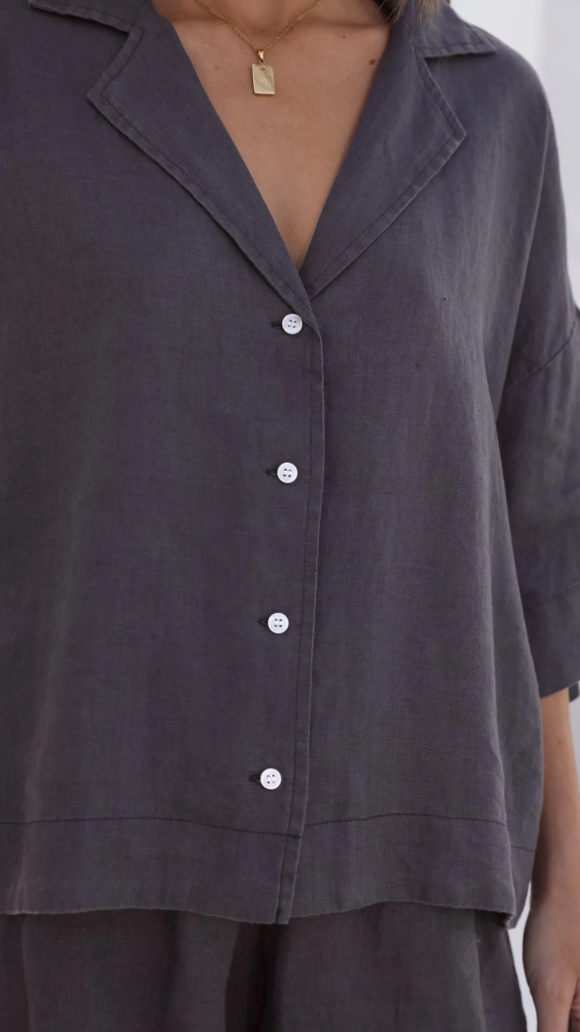 Linen Lounge Shirt - Coal sold by Billy J product image thumbnail 3
