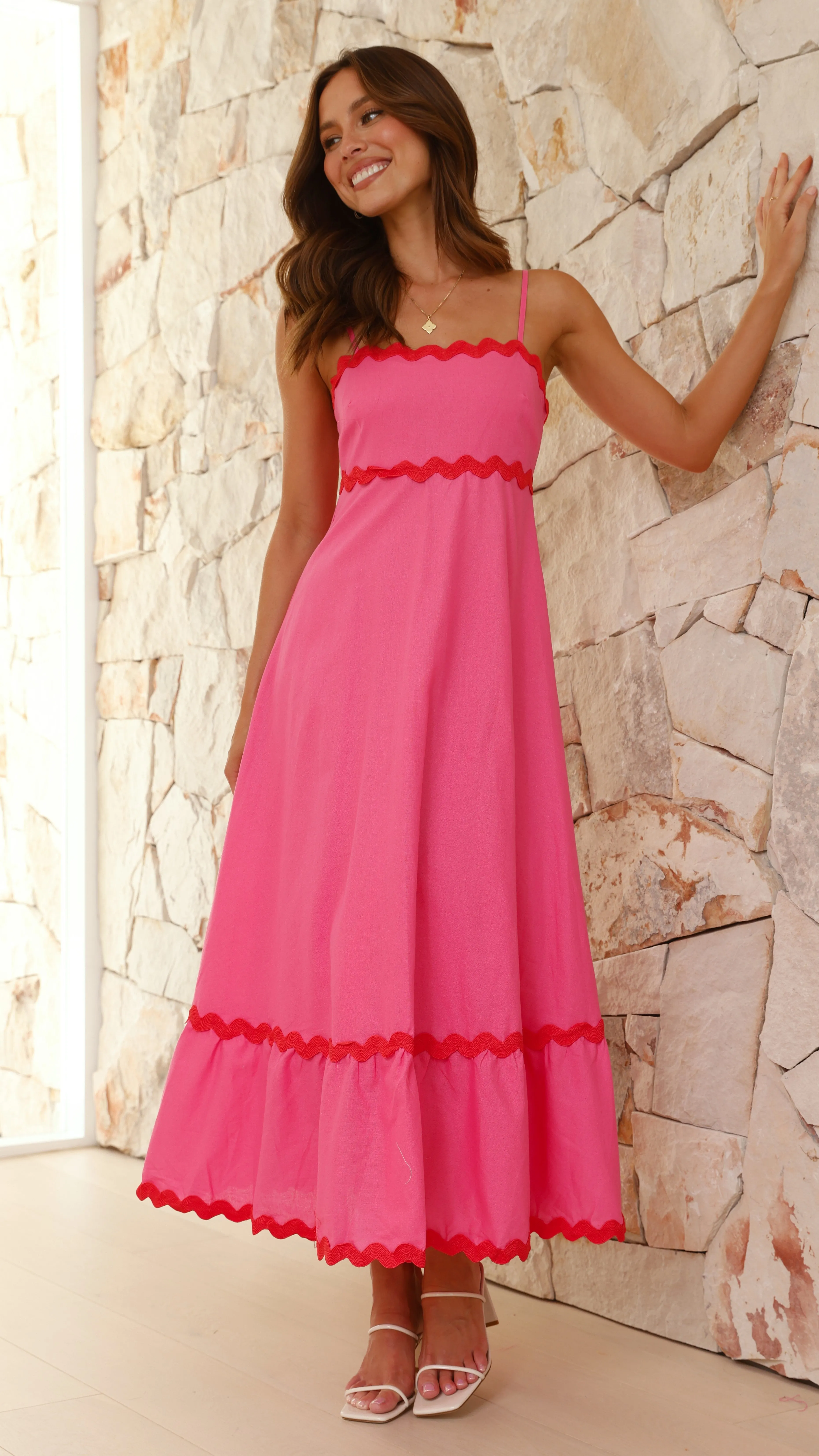 Brodey Midi Dress - Pink / Red sold by Billy J