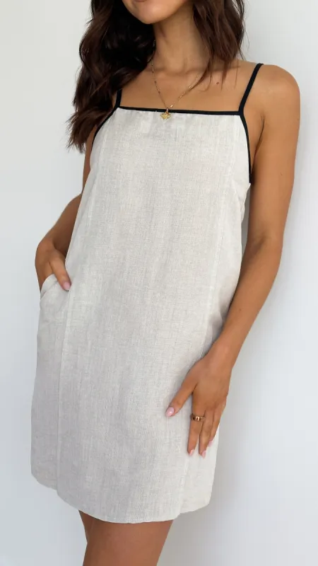 Sail Away Contrast Mini Dress - Beige / Black sold by Billy J