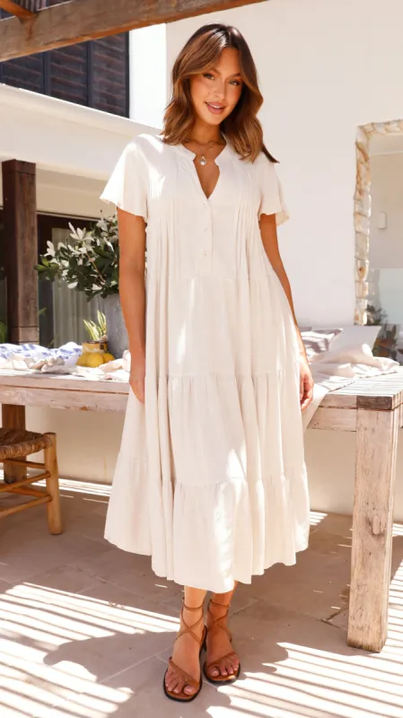 Lucinda Midi Dress - Beige sold by Billy J