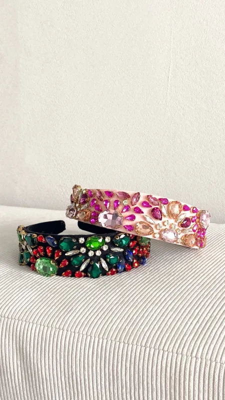 Flower Garden Jewelled Headband - Green/Multi sold by Billy J