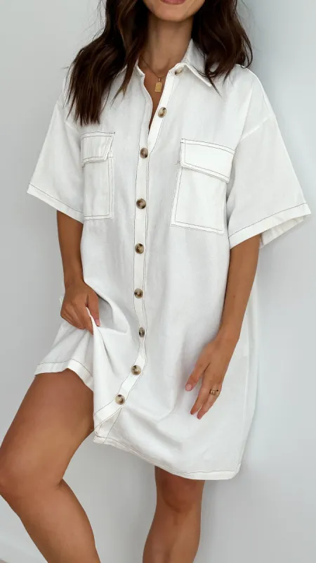 Laksha Mini Dress - White Denim sold by Billy J