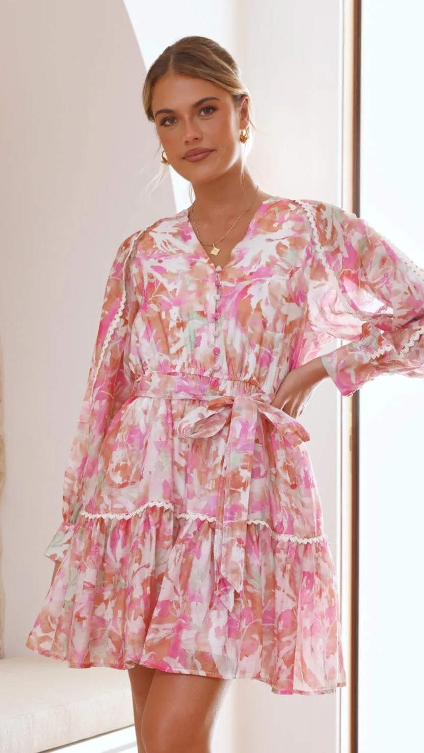 Flora Mini Dress - Pink Floral sold by Billy J product image thumbnail 3