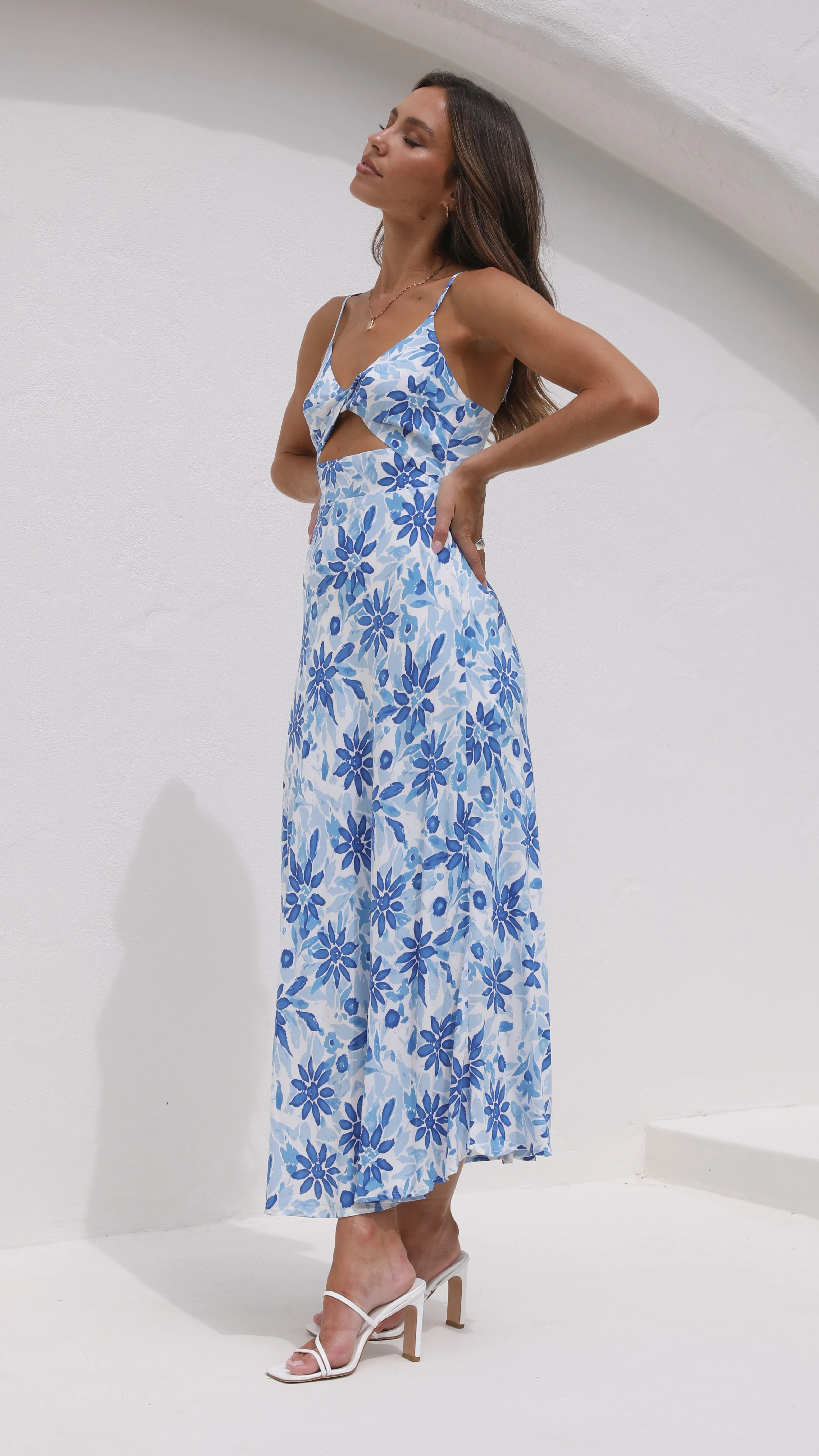 Delilah Midi Dress - Blue/White Floral sold by Billy J product image thumbnail 3