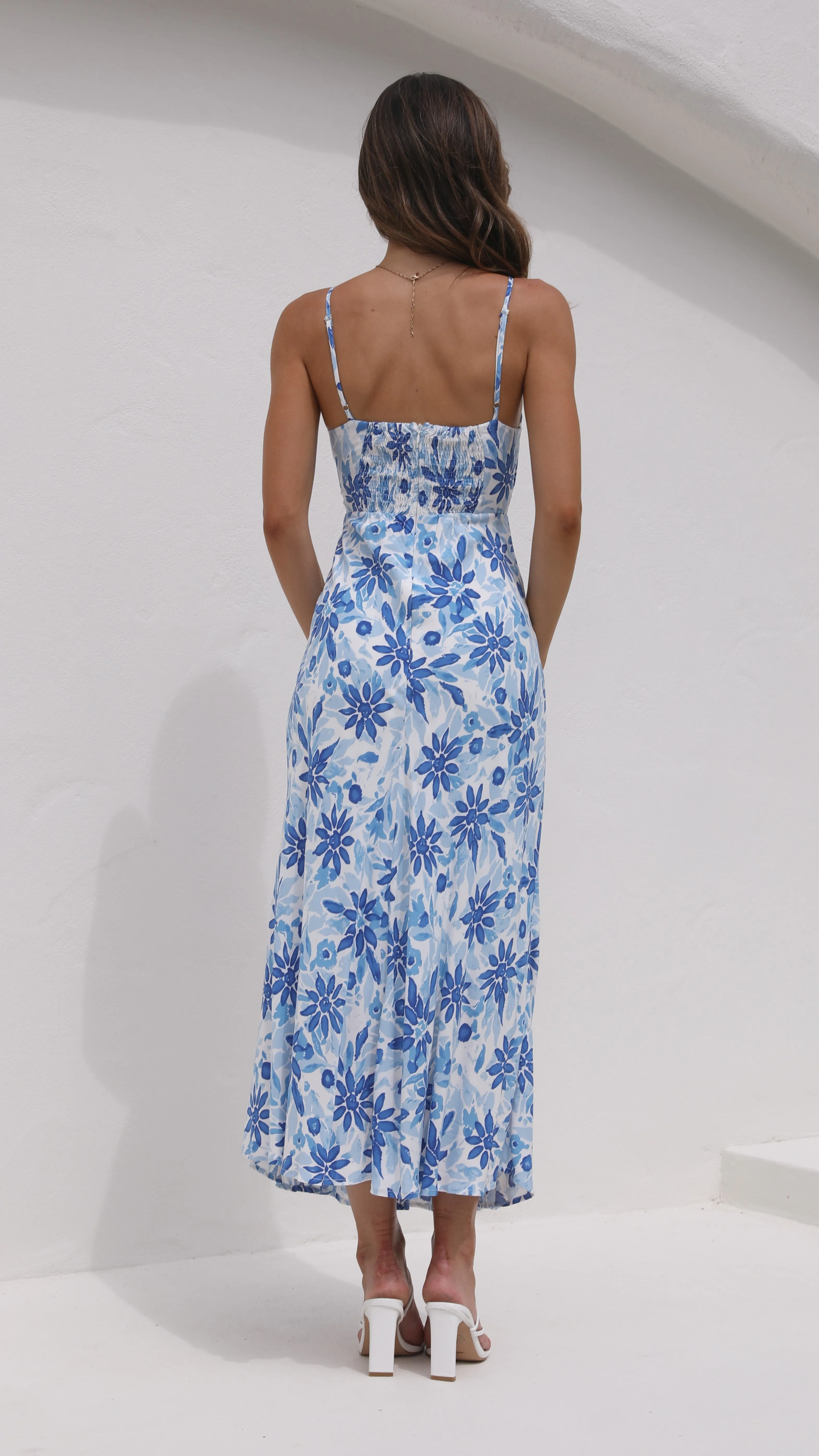 Delilah Midi Dress - Blue/White Floral sold by Billy J product image thumbnail 2
