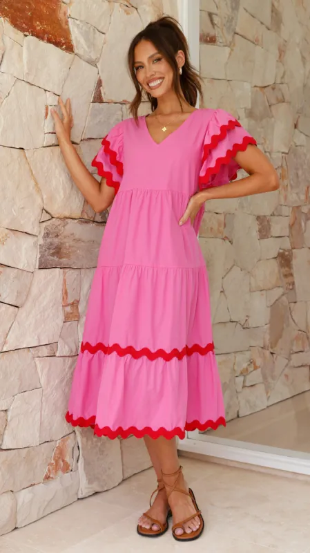 Gloria Midi Dress - Pink sold by Billy J