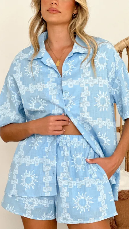 Rachel Shirt - Blue Positano sold by Billy J