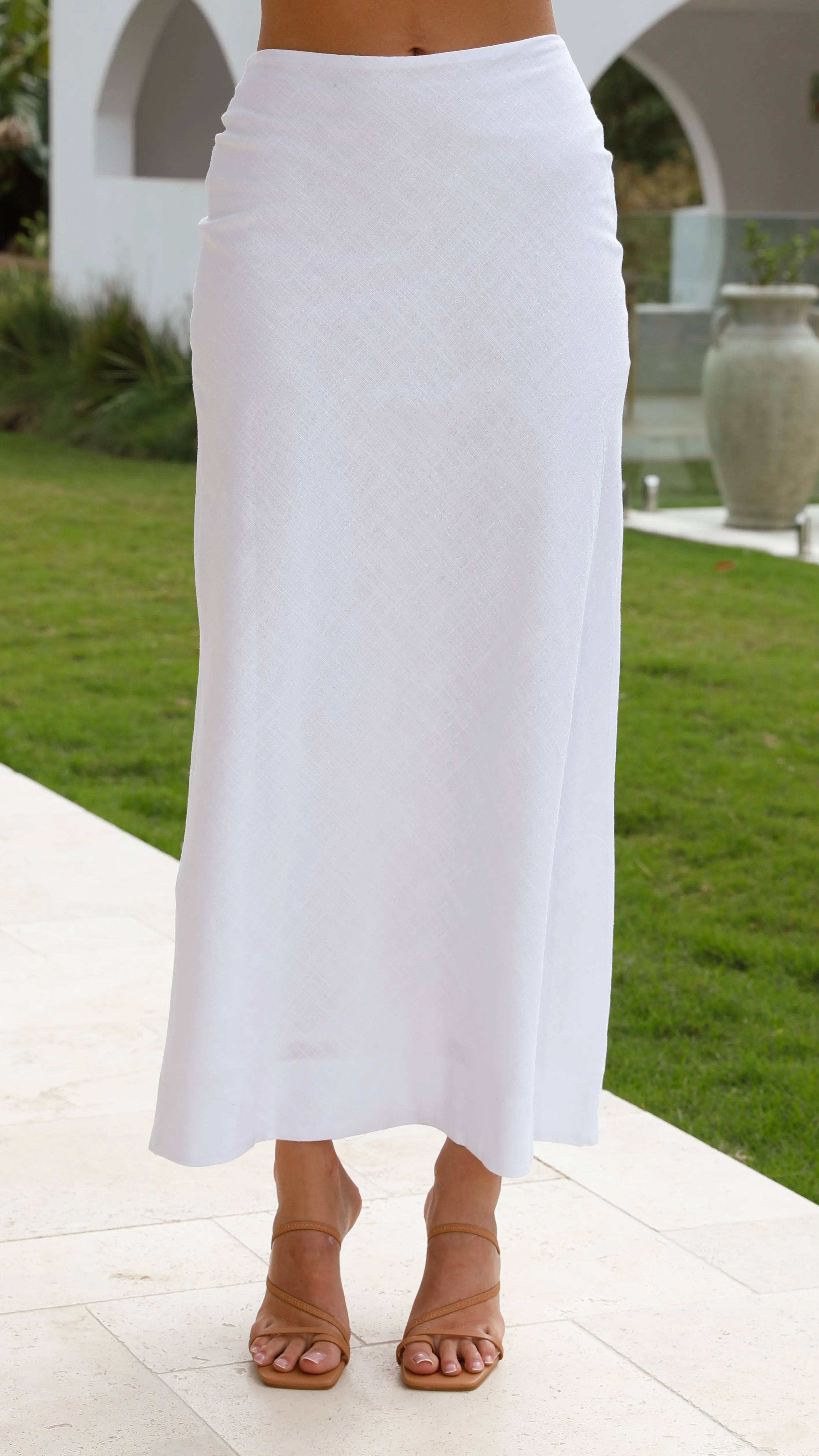 Jayme Midi Skirt - White sold by Billy J