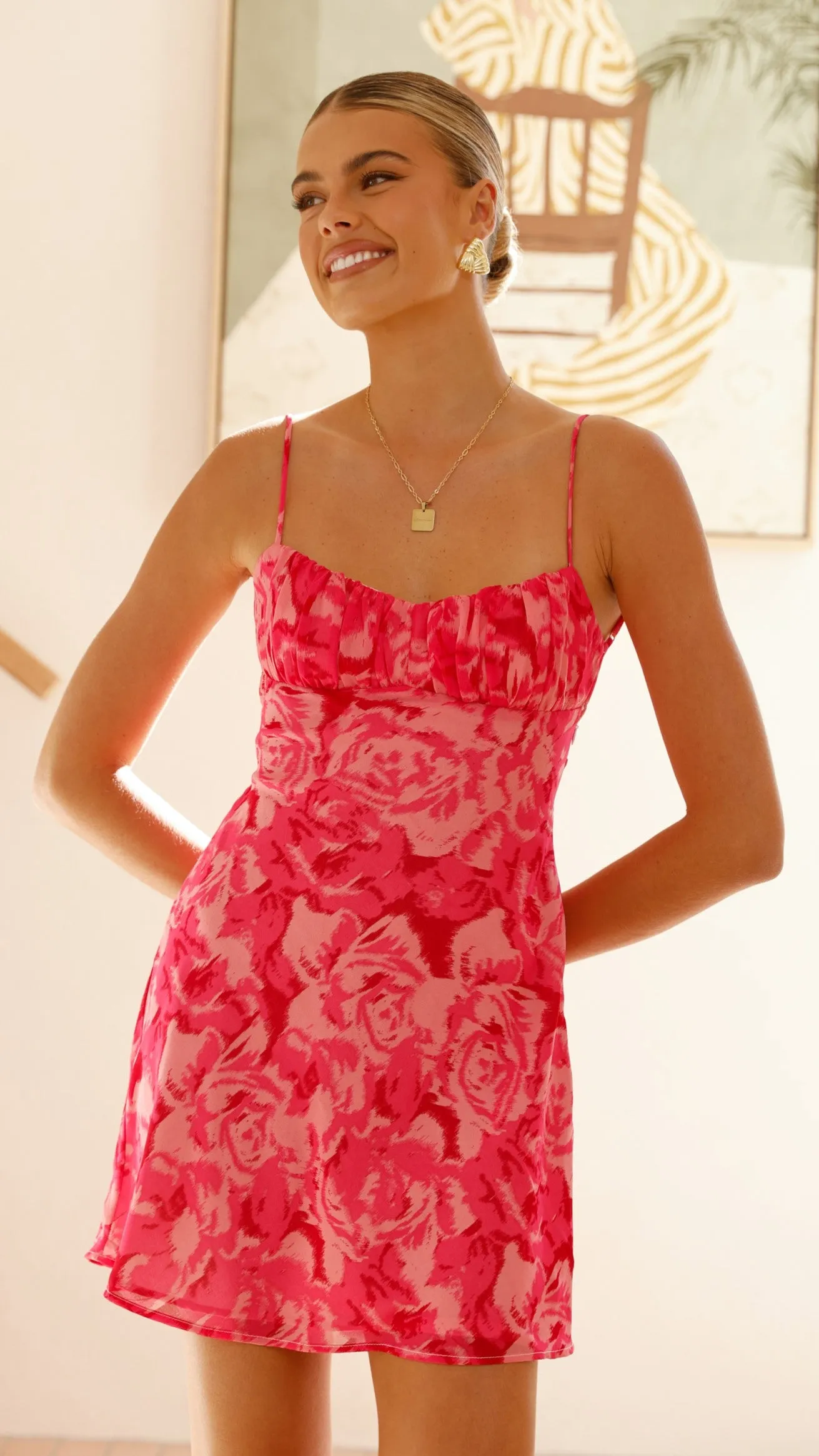 Margie Mini Dress - Pink Floral sold by Billy J product image thumbnail 3
