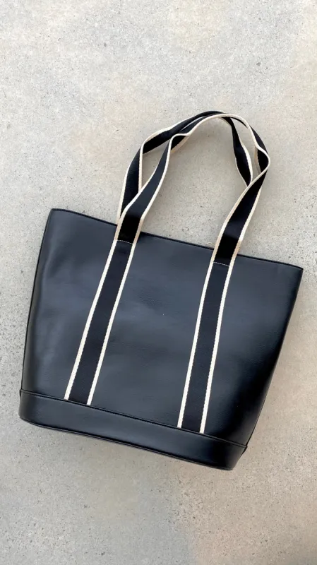 Della Webbing Tote Bag - Black sold by Billy J