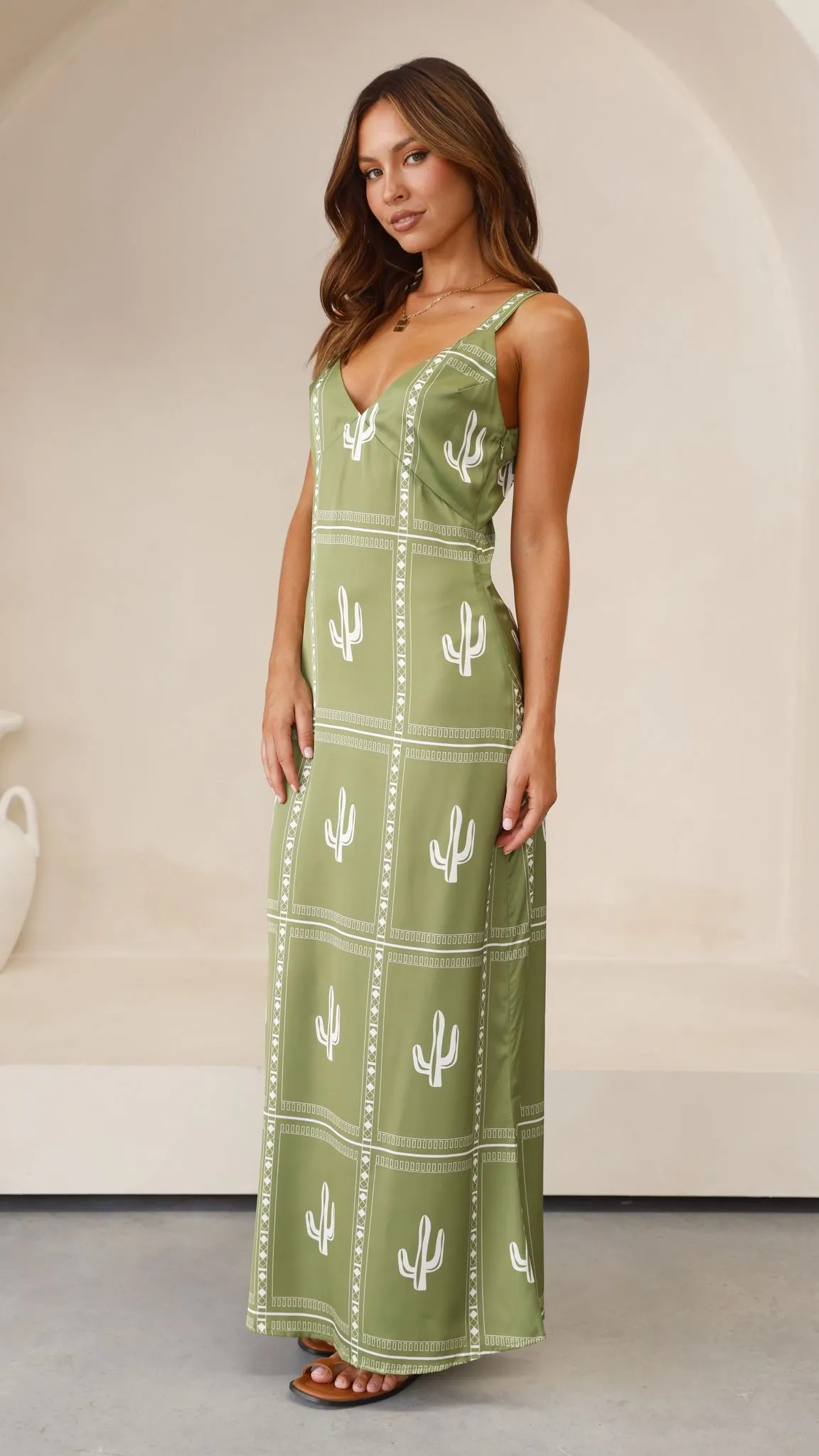 Nevada Maxi Dress - Kiwi/Cream sold by Billy J product image thumbnail 3